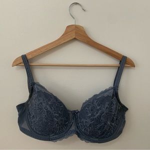 Slate blue lace bra change lingerie